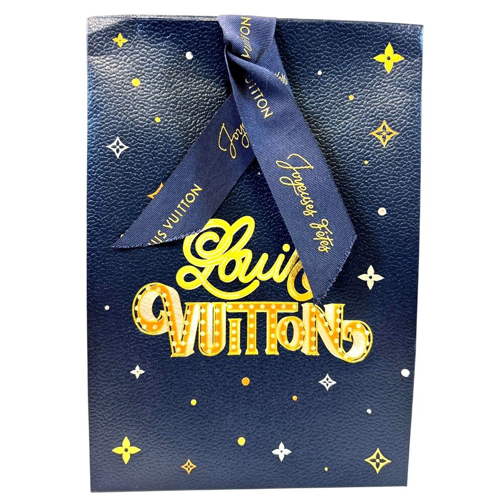 LOUIS VUITTON 2024 Holiday Empty Gift Bag Joyeuses Fetes Ribbon Navy